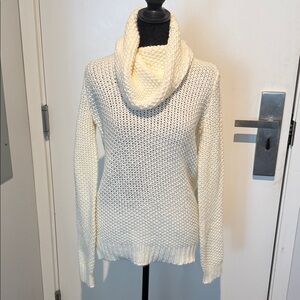 Elegant Cream Cowl Neck Sweater